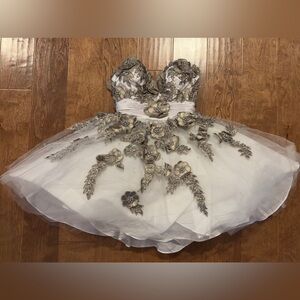 Camille La Vie Kids Dress in White and Silver